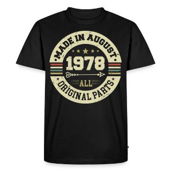 Août 1978 Cadeau d’anniversaire Août 1978 Août - T-shirt Premium bio Homme - noir - Devant - Nico (187cm)