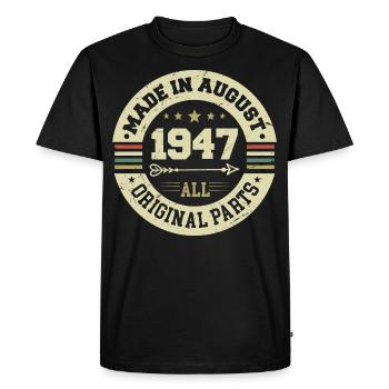 Août 1947 Cadeau d’anniversaire Août 1947 Août - T-shirt Premium bio Homme - noir - Devant - Nico (187cm)
