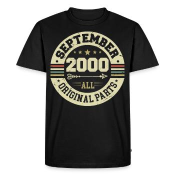 24e anniversaire 2000 Légendaire depuis septembre 2000 - T-shirt Premium bio Homme - noir - Devant - Nico (187cm)