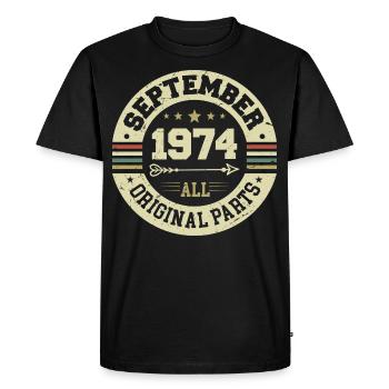 50e anniversaire 1974 Légendaire depuis septembre 1974 - T-shirt Premium bio Homme - noir - Devant - Nico (187cm)