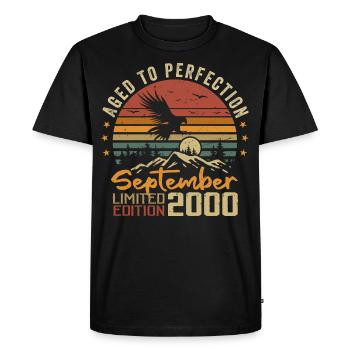 September 2000 Anniversaire Nées en Septembre 2000 - T-shirt Premium bio Homme - noir - Devant - Nico (187cm)