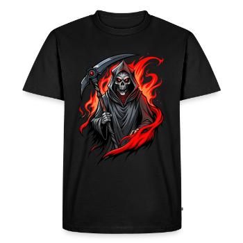 Grim Reaper in Flames - Dark and Fiery Design - Men's Premium Organic T-Shirt - black - Front - Nico (187cm)