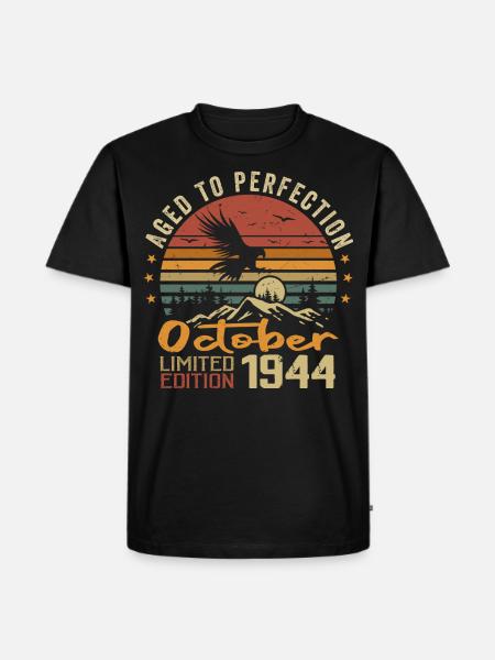 Vintage October 1944 - October 1944 Retro Gift - Men's Premium Organic T-Shirt - black