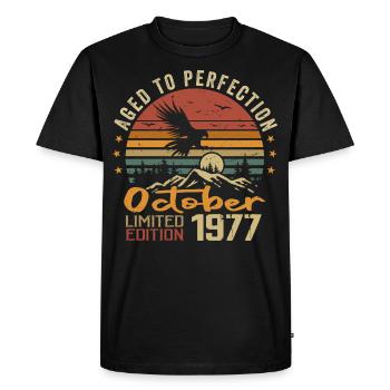 Vintage October 1977 - October 1977 Retro Gift - Men's Premium Organic T-Shirt - black - Front - Nico (187cm)