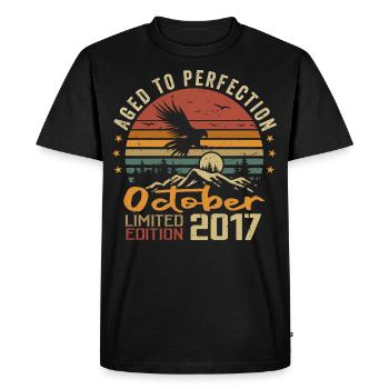 Vintage October 2017 - October 2017 Retro Gift - Men's Premium Organic T-Shirt - black - Front - Nico (187cm)