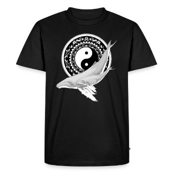 Yin Yang Baleines à bosse - T-shirt Premium bio Homme - noir - Devant - Nico (187cm)