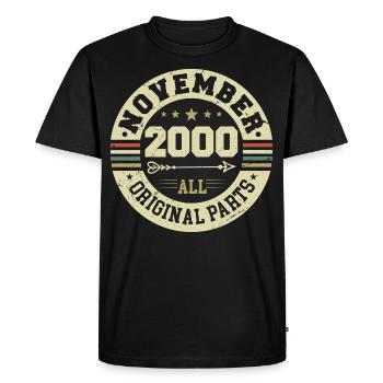 Millésime Novembre 2000 - Anniversaire Novembre 2000 - T-shirt Premium bio Homme - noir - Devant - Nico (187cm)