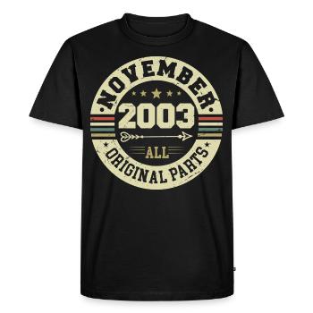 Millésime Novembre 2003 - Anniversaire Novembre 2003 - T-shirt Premium bio Homme - noir - Devant - Nico (187cm)