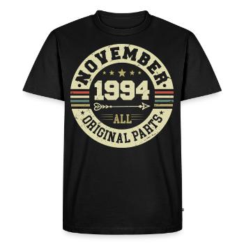 Millésime Novembre 1994 - Anniversaire Novembre 1994 - T-shirt Premium bio Homme - noir - Devant - Nico (187cm)