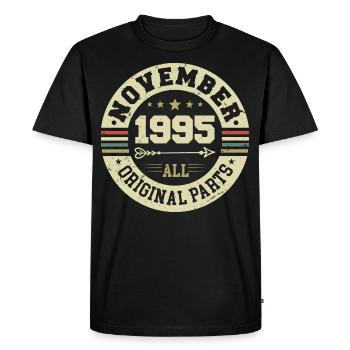 Millésime Novembre 1995 - Anniversaire Novembre 1995 - T-shirt Premium bio Homme - noir - Devant - Nico (187cm)