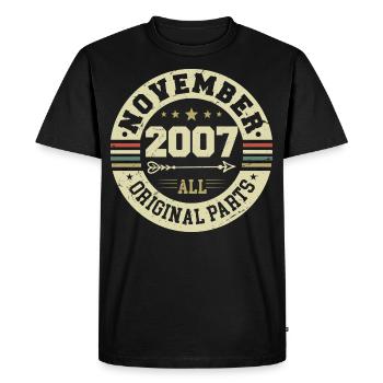 Millésime Novembre 2007 - Anniversaire Novembre 2007 - T-shirt Premium bio Homme - noir - Devant - Nico (187cm)