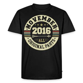 Millésime Novembre 2016 - Anniversaire Novembre 2016 - T-shirt Premium bio Homme - noir - Devant - Nico (187cm)