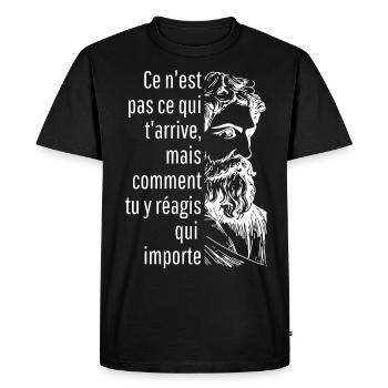 ce n'est pas ce qui t'arrive mais - T-shirt Premium bio Homme - noir - Devant - Nico (187cm)