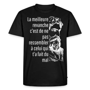 La meilleure revanche c'est de ne pas ressembler - T-shirt Premium bio Homme - noir - Devant - Nico (187cm)