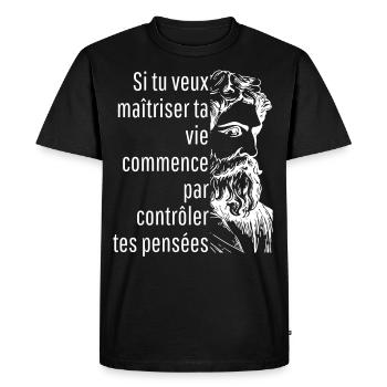 commence par contrôler tes pensées - T-shirt Premium bio Homme - noir - Devant - Nico (187cm)