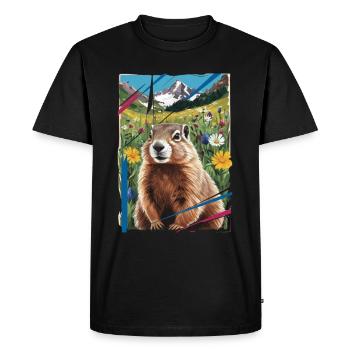 Marmotte paysage nature - T-shirt Premium bio Homme - noir - Devant - Nico (187cm)