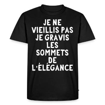 Je ne vieilli pas, je gravis les sommets - T-shirt Premium bio Homme - noir - Devant - Nico (187cm)