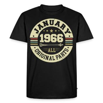 Janvier 1966 - Anniversaire en janvier 1966 - T-shirt Premium bio Homme - noir - Devant - Nico (187cm)