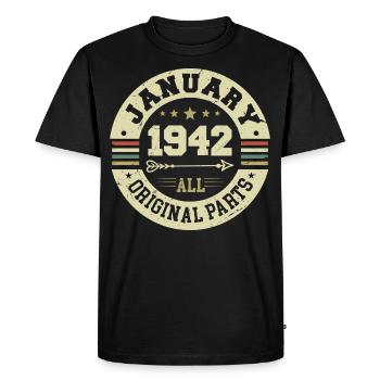 Janvier 1942 - Anniversaire en janvier 1942 - T-shirt Premium bio Homme - noir - Devant - Nico (187cm)