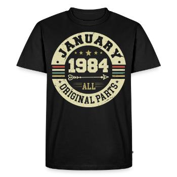 Janvier 1984 - Anniversaire en janvier 1984 - T-shirt Premium bio Homme - noir - Devant - Nico (187cm)