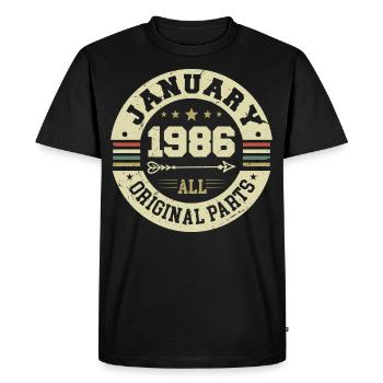 Janvier 1986 - Anniversaire en janvier 1986 - T-shirt Premium bio Homme - noir - Devant - Nico (187cm)