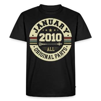 Janvier 2010 - Anniversaire en janvier 2010 - T-shirt Premium bio Homme - noir - Devant - Nico (187cm)