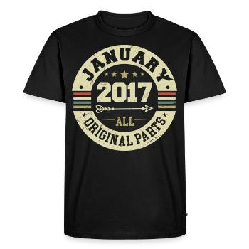 Janvier 2017 - Anniversaire en janvier 2017 - T-shirt Premium bio Homme - noir - Devant - Nico (187cm)