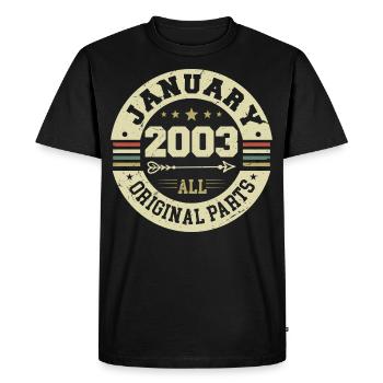 Janvier 2003 - Anniversaire en janvier 2003 - T-shirt Premium bio Homme - noir - Devant - Nico (187cm)