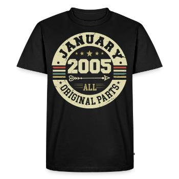 Janvier 2005 - Anniversaire en janvier 2005 - T-shirt Premium bio Homme - noir - Devant - Nico (187cm)