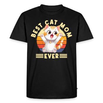 Chat Meilleur chat maman jamais Chat Maman Drôle Dicton - T-shirt Premium bio Homme - noir - Devant - Nico (187cm)