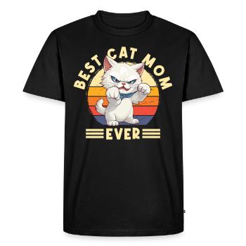 Chat Meilleur chat maman jamais Chat Maman Drôle Dicton - T-shirt Premium bio Homme - noir - Devant - Nico (187cm)