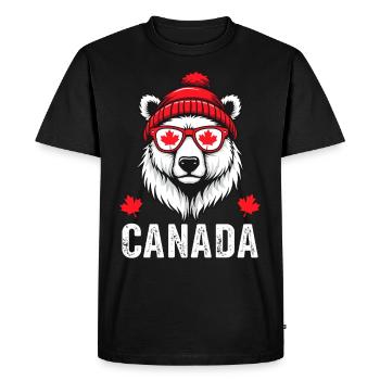 Ours du Canada avec chapeau et style érable - T-shirt Premium bio Homme - noir - Devant - Nico (187cm)