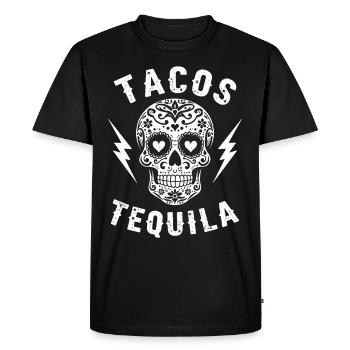 Tacos Tequila & Skull Vibes - Men's Premium Organic T-Shirt - black - Front - Nico (187cm)