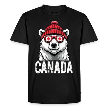 Ours du Canada avec chapeau et style érable - T-shirt Premium bio Homme - noir - Devant - Nico (187cm)