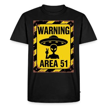 Avertissement OVNI Zone 51 - Entrez à vos risques et périls - T-shirt Premium bio Homme - noir - Devant - Nico (187cm)