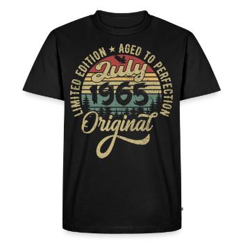Anniversaire Juillet 1965 Juillet 1965 Juillet 1965 - T-shirt Premium bio Homme - noir - Devant - Nico (187cm)
