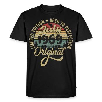 Anniversaire Juillet 1969 Juillet 1969 Juillet 1969 - T-shirt Premium bio Homme - noir - Devant - Nico (187cm)