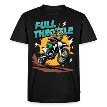 Full Throttle Bear Motocross Motorcycle - Men's Premium Organic T-Shirt - black - Front - Nico (187cm)