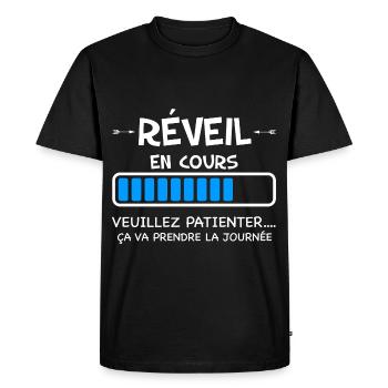 réveil matin - T-shirt Premium bio Homme - noir - Devant - Nico (187cm)