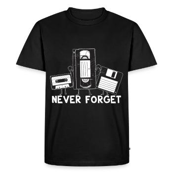 Never Forget Media Cassettes, VHS, and Floppy disk - T-shirt Premium bio Homme - noir - Devant - Nico (187cm)