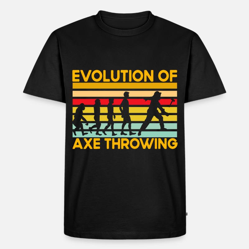 Evolution of Axe Throwing - Männer Premium Bio T-Shirt - Schwarz