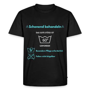 Schonend behandeln 60 Geburtstag lustiger Spruch - Männer Premium Bio T-Shirt - Schwarz - Vorne - Nico (187cm)