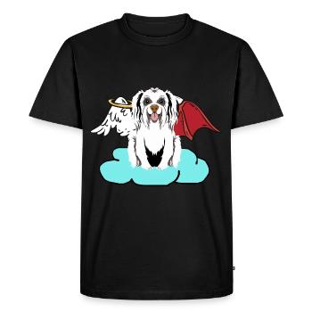 Celestial Satan Dog Hells Dog Devil Angel - Men's Premium Organic T-Shirt - black - Front - Nico (187cm)