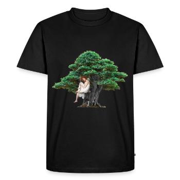 Fille arbre nature sensuel swing sentiments - T-shirt Premium bio Homme - noir - Devant - Nico (187cm)