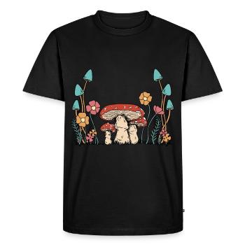 Fleurs d’automne Champignons Nature Flore Botanique - T-shirt Premium bio Homme - noir - Devant - Nico (187cm)