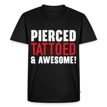 Pierced Tattooed and Horny Tattooing Tattoo - Men's Premium Organic T-Shirt - black - Front - Nico (187cm)