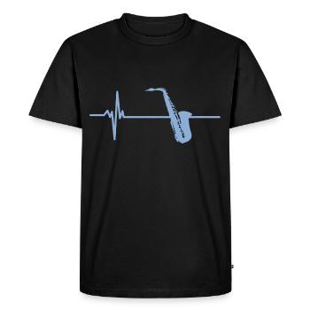 Saxophone Heartbeat Instrument Musical - T-shirt Premium bio Homme - noir - Devant - Nico (187cm)