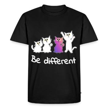 be different Lady Cat Animaux Chaton Somme Tendance - T-shirt Premium bio Homme - noir - Devant - Nico (187cm)