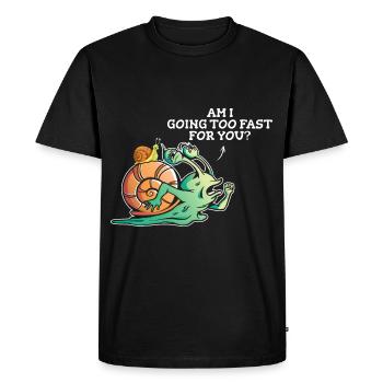 Amoureux des escargots, je marche lentement trop vite - T-shirt Premium bio Homme - noir - Devant - Nico (187cm)