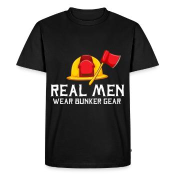 De vrais hommes portent un équipement de bunker pompier Rett - T-shirt Premium bio Homme - noir - Devant - Nico (187cm)